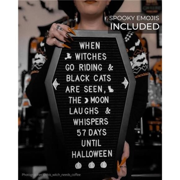 Coffin Letter Board Black +3D Bat Stickers +650 Characters, Spooky & Seasonal - Picture 4 of 7